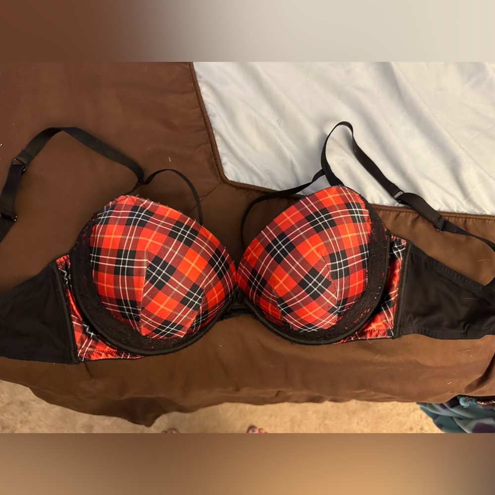 Red plaid Victoria secret bra